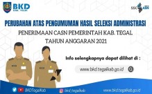 Perubahan Atas Pengumuman Hasil Seleksi Administrasi Penerimaan CASN Pemkab. Tegal T.A 2021